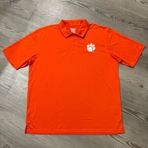 Hanes Dri-fit Clemson Tigers Polo Shirt Orange‎ Game Day Golf Athletic Sports